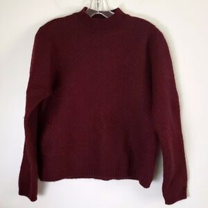 Alex Cannon wool blend mock neck red textured sweated women's size medium